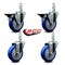 Service Caster 4'' Blue Polyurethane Wheel Swivel 7/8'' Square Stem Caster Set 2 Brakes, 4PK SCC-SQ20S414-PPUB-BLUE-PLB-78-2-S-2 - alternate 3
